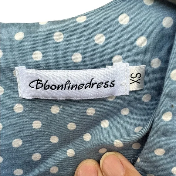 Blue Polka Dot Rockabilly Fit & Flare Dress size XS - Picture 5 of 11